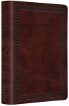 ESV Large-Print Compact Bible Leather-look, Mahogany with Border Design