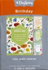 Birthday Card - Floral Special Day, KJV Box of 12 - J0386