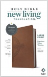NLT - Large Print Premium Value Thinline, Celtic Cross, Brown Leatherlike